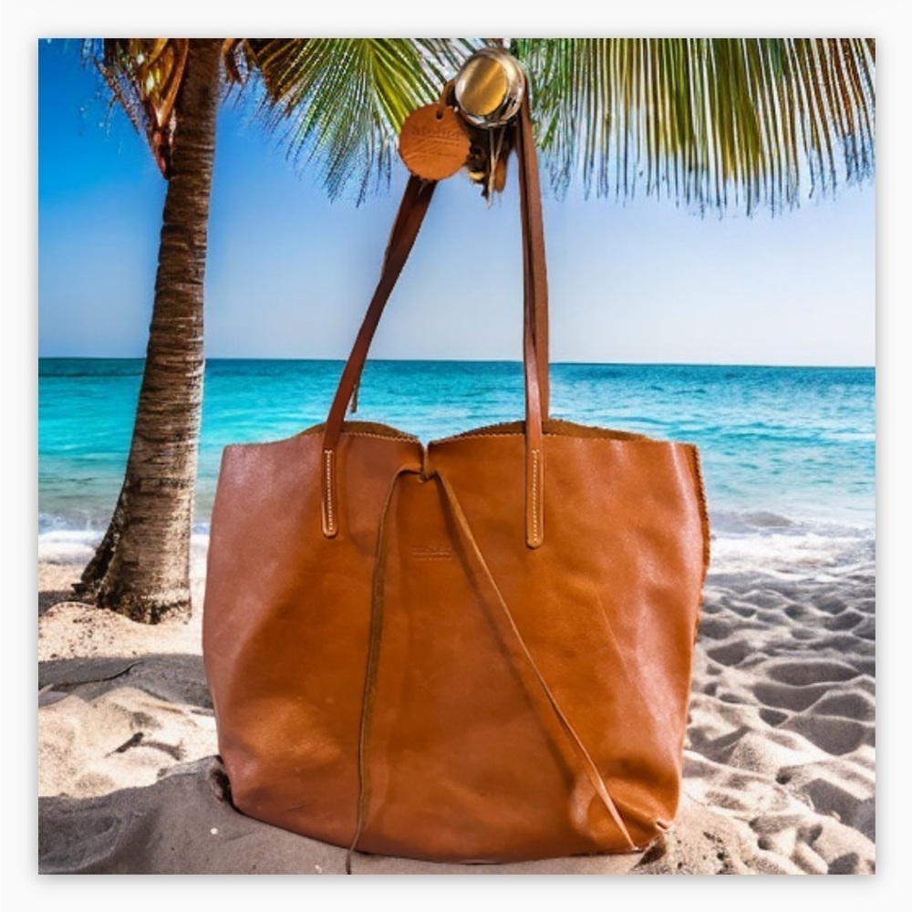 Jack Gomme Atelier GenuineLeather Calm ToteBag Purse -Khaki Made In France RAREā - Picture 5 of 16